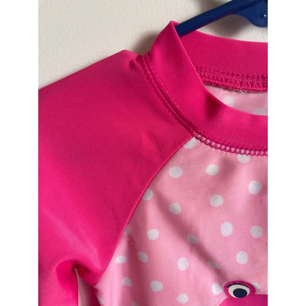 Girls Pink Crab Polka Dot Long Sleeve Rash Guard approx 18-24M